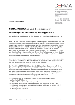 GEFMA 922 Daten und Dokumente im Lebenszyklus des Facility