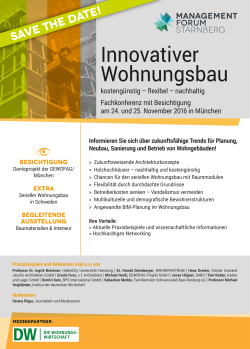 Innovativer Wohnungsbau - Management Forum Starnberg GmbH