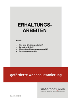 Erstinformation Erhaltungsarbeiten