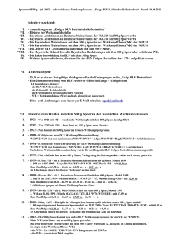 I. Anmerkungen: *II. Historie zum Werfen mit dem 500 g Speer
