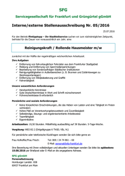 Reinigungskraft / Rollende Hausmeister m/w - SFG