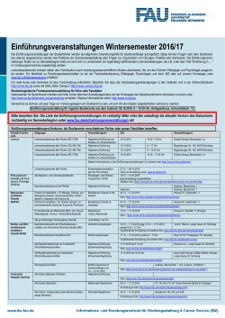 Einführungsveranstaltungen Wintersemester 2016/17