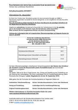 Informationen f&uuml;r "Neusch&uuml;ler"
