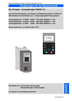 Pumpenregler f&uuml;r die Wassertechnik Der Pumpen
