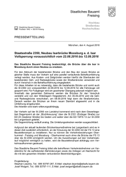 Staatsstra&szlig;e 2350, Neubau Isarbr&uuml;cke Moosburg a. d. Isar