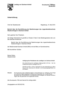 Bericht über die Durchführung der Bestimmungen