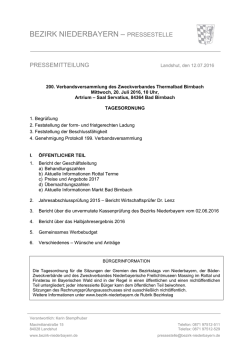 BEZIRK NIEDERBAYERN – PRESSESTELLE