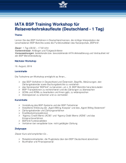 IATA BSP Training Workshop für Reiseverkehrskaufleute