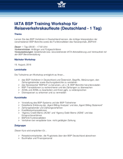 IATA BSP Training Workshop f&uuml;r Reiseverkehrskaufleute