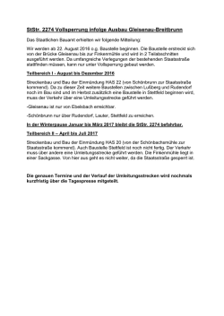 StStr. 2274 Vollsperrung infolge Ausbau Gleisenau - vg