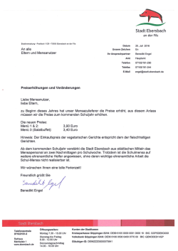 Informationsschreiben Preiserh&ouml;hung Mensa am Raichberg