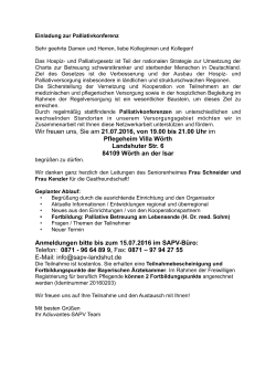 Einladung zur Palliativkonferenz, Juli 2016