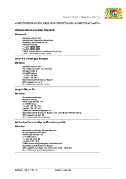 Adressen der Konsularischen Vertretungen in Bayern