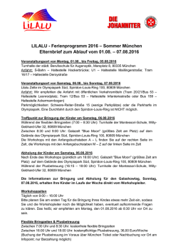 Sommer München Elternbrief zum Ablauf vom 01.08. – 07.08