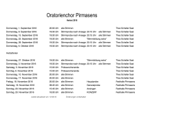 Probenplan Oratorienchor