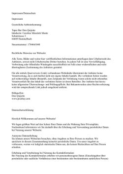 Impressum/Datenschutz Impressum Gesetzliche Anbieterkennung