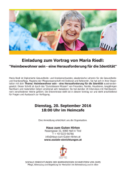 Einladung zum Vortrag von Maria Riedl: