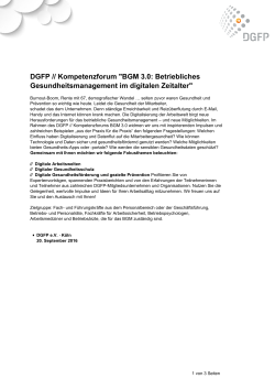 DGFP // Kompetenzforum "BGM 3.0: Betriebliches