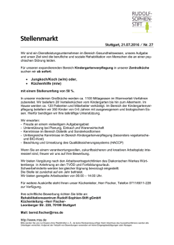 Jungkoch/Koch (m/w) oder Küchenhilfe (m/w) - Rudolf-Sophien