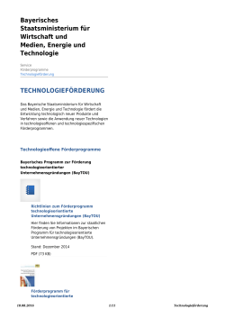 Technologieförderung - Bayerisches Staatsministerium für Wirtschaft