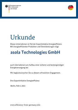 Urkunde - asola Technologies GmbH
