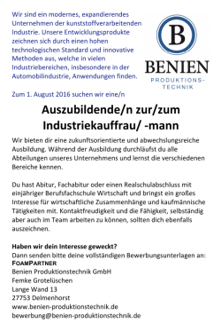 Auszubildende/n zur/zum Industriekauffrau/ -mann