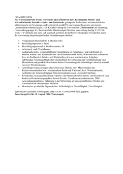 Dissertant/in Wissensnetzwerk Recht, Wirtschafts u. Arbeitswelt bzw