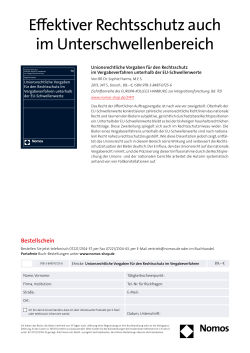 Effektiver Rechtsschutz auch im Unterschwellenbereich