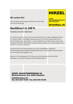 Bauführer - Hirzel Bauunternehmung AG