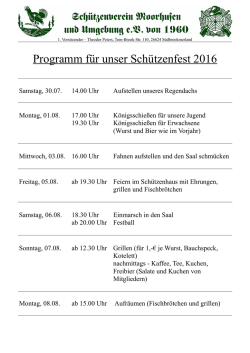 Programm für unser Schützenfest 2016