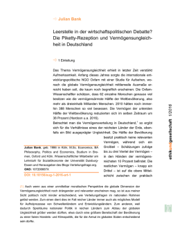 Die Piketty-Rezeption und Vermögensungleich