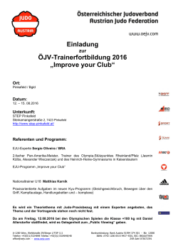 Einladung ÖJV-Trainerfortbildung 2016 „Improve your Club“