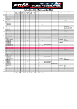 Calendrier 2016 / Rennkalender 2016