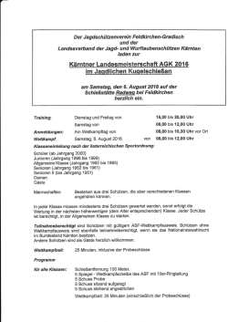Kärntner Meisterschaft im jagdlichen Kugelschießen 6. August 2016