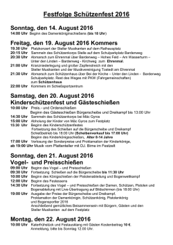 Festfolge 2016 - Sch&uuml;tzenkorps Stelle eV