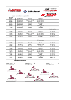 Zeitplan Rennen - G-Cup
