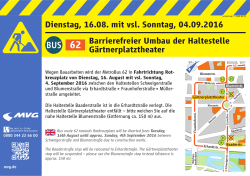 Bus 62 Haltestellenumbau Gärtnerpl. (16.08.-04.09.)