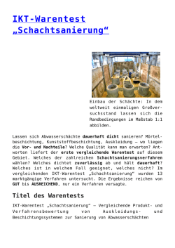 IKT-Warentest &bdquo;Schachtsanierung&ldquo;