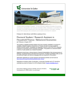 Doctoral Student / Research Assistant in Household Finance