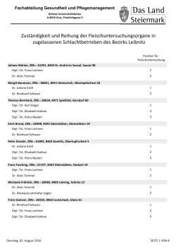 Zuständigkeit und Reihung der Fleischuntersuchungsorgane in