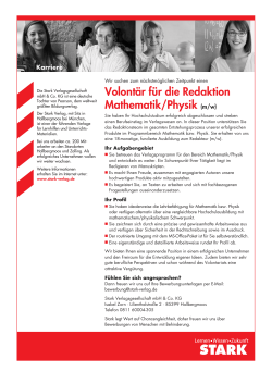 Volontär für die Redaktion Mathematik/Physik (m/w)