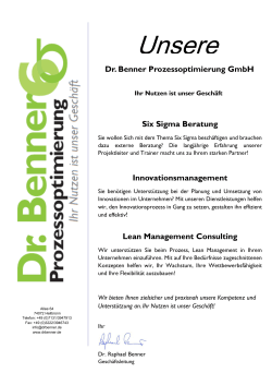 Unsere - Dr. Benner Prozessoptimierung GmbH