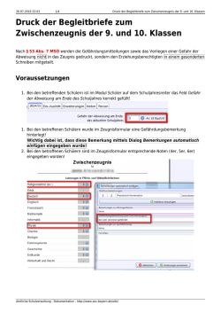 Druck der Begleitbriefe zum Zwischenzeugnis der 9 - ASV