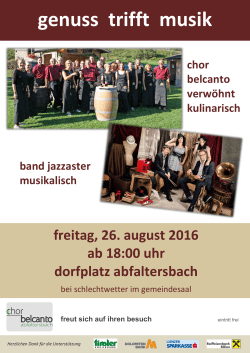 Genuss trifft Musik auf dem Dorfplatz in Abfaltersbach mit Band
