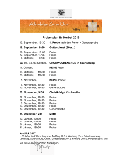 Probenplan Herbst 2016 - Alle Heilige Zeiten Chor