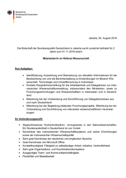 Stellenausschreibung im Wissenschaftsreferat