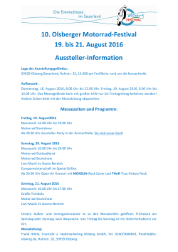 10. Olsberger Motorrad-Festival 19. bis 21. August 2016 Aussteller