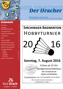 Hobbyturnier - Stadt Bad Urach