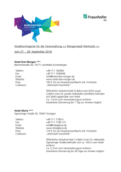 Hotelkontingente f&uuml;r Besucher der Morgenstadt