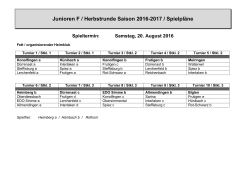 Spielplan Junioren F Herbstrunde 2016